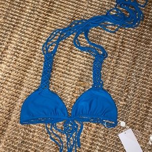 MIKOH Kula Woven Detailed Triangle Top in Makai NWT